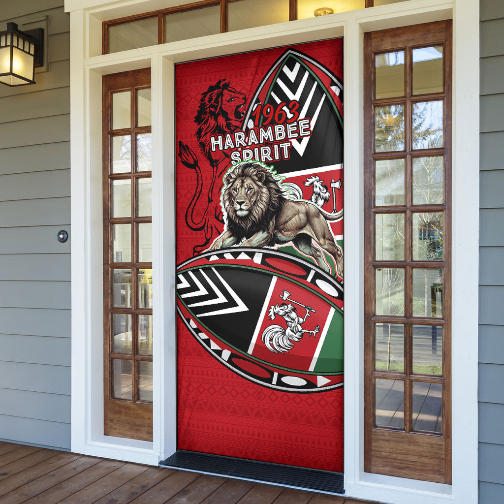 Kenya Jamhuri Day Door Cover Harambee Spirit Lion Flag Tribal