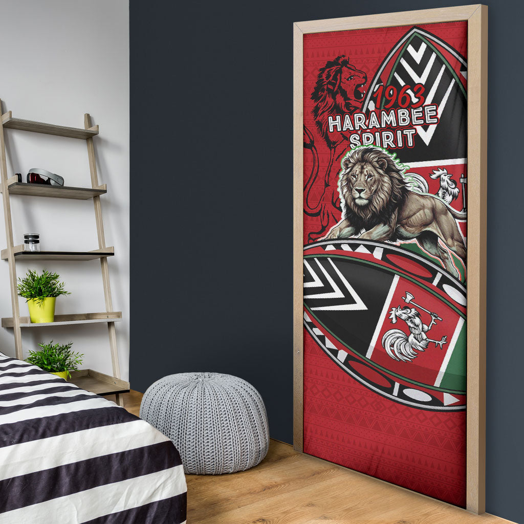 Kenya Jamhuri Day Door Cover Harambee Spirit Lion Flag Tribal