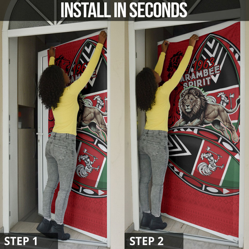 Kenya Jamhuri Day Door Cover Harambee Spirit Lion Flag Tribal