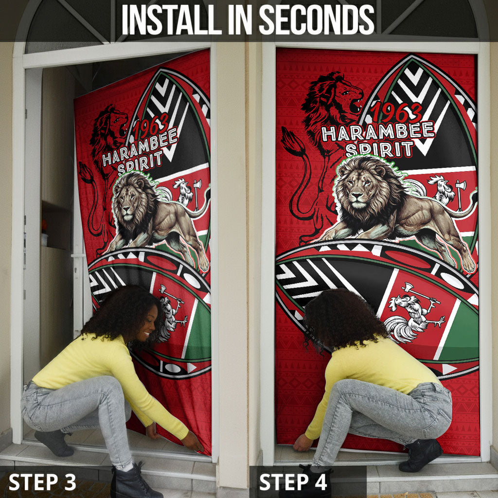 Kenya Jamhuri Day Door Cover Harambee Spirit Lion Flag Tribal