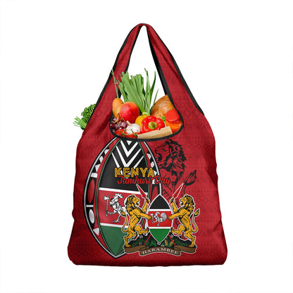 Kenya Jamhuri Day Grocery Bag Harambee Spirit Lion Flag Tribal