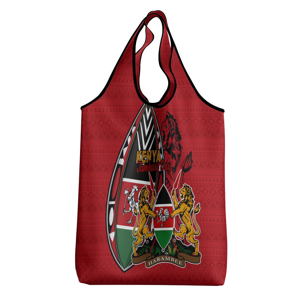 Kenya Jamhuri Day Grocery Bag Harambee Spirit Lion Flag Tribal