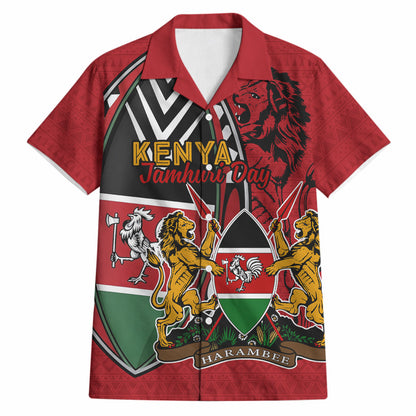 Kenya Jamhuri Day Hawaiian Shirt Harambee Spirit Lion Flag Tribal