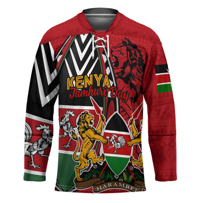 Kenya Jamhuri Day Hockey Jersey Harambee Spirit Lion Flag Tribal
