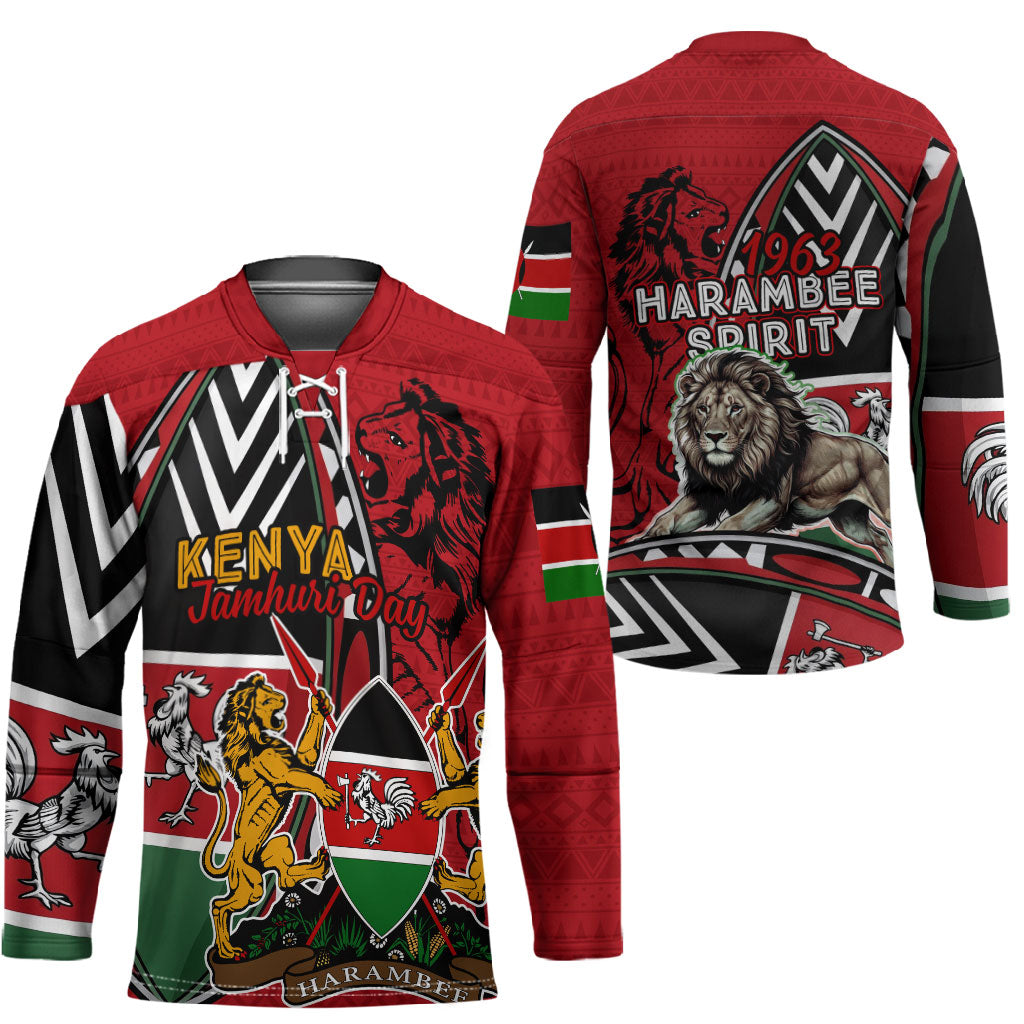 Kenya Jamhuri Day Hockey Jersey Harambee Spirit Lion Flag Tribal