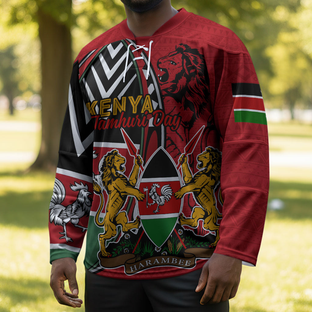 Kenya Jamhuri Day Hockey Jersey Harambee Spirit Lion Flag Tribal