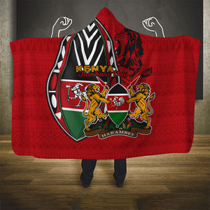 Kenya Jamhuri Day Hooded Blanket Harambee Spirit Lion Flag Tribal