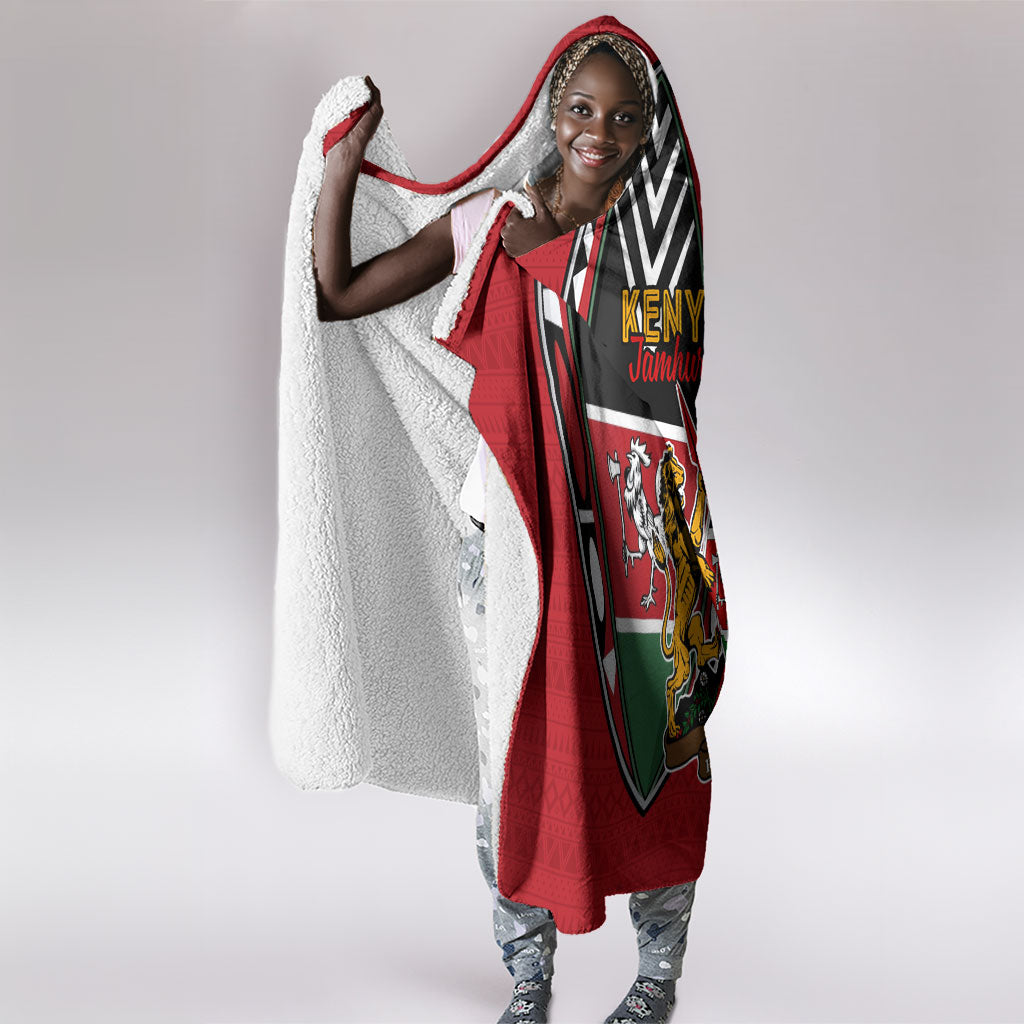 Kenya Jamhuri Day Hooded Blanket Harambee Spirit Lion Flag Tribal