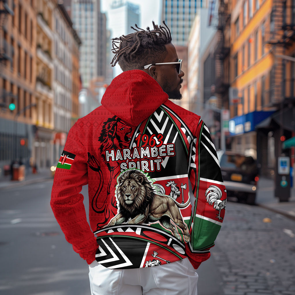 Kenya Jamhuri Day Hoodie Harambee Spirit Lion Flag Tribal
