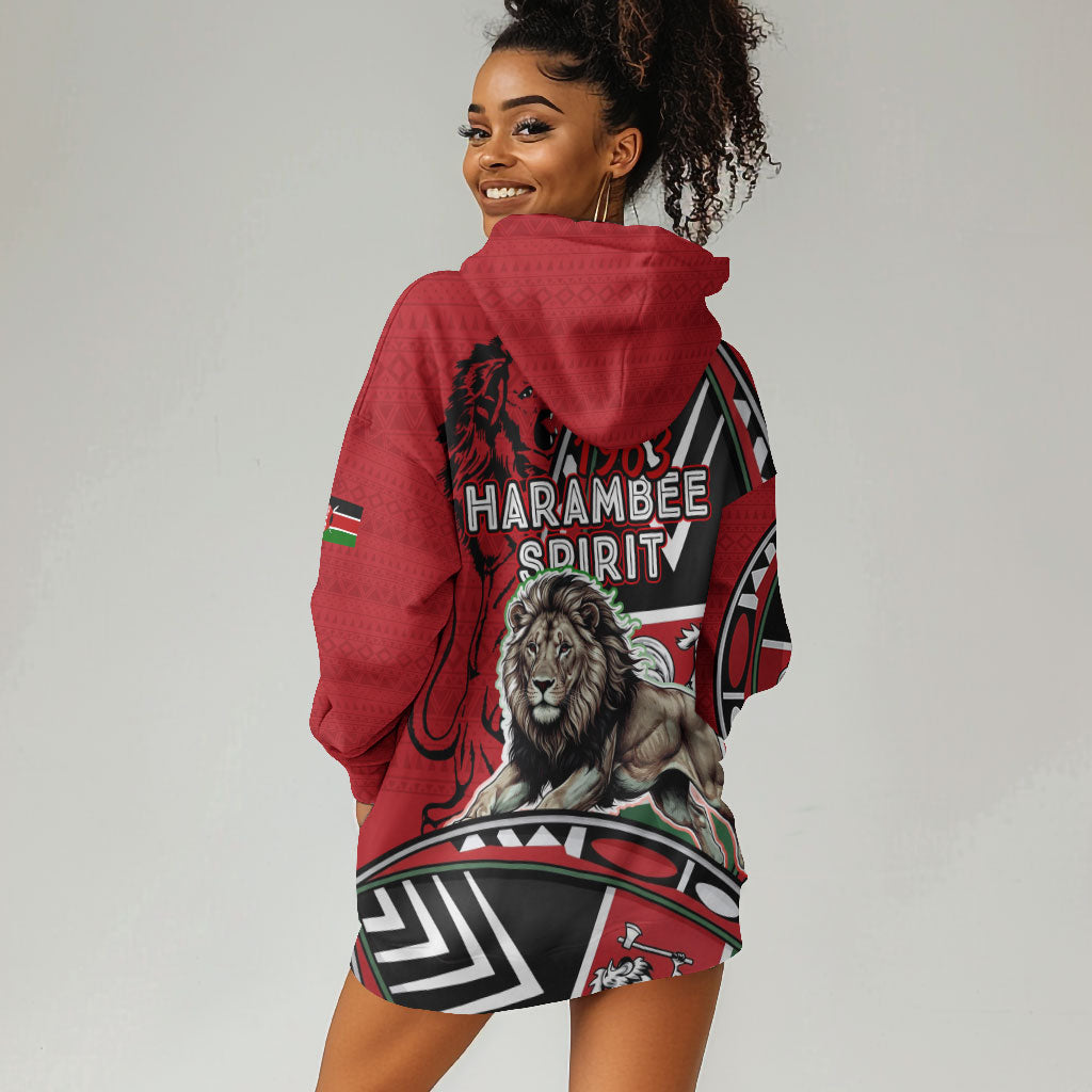 Kenya Jamhuri Day Hoodie Dress Harambee Spirit Lion Flag Tribal