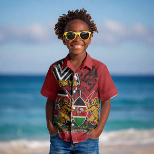 Kenya Jamhuri Day Kid Hawaiian Shirt Harambee Spirit Lion Flag Tribal