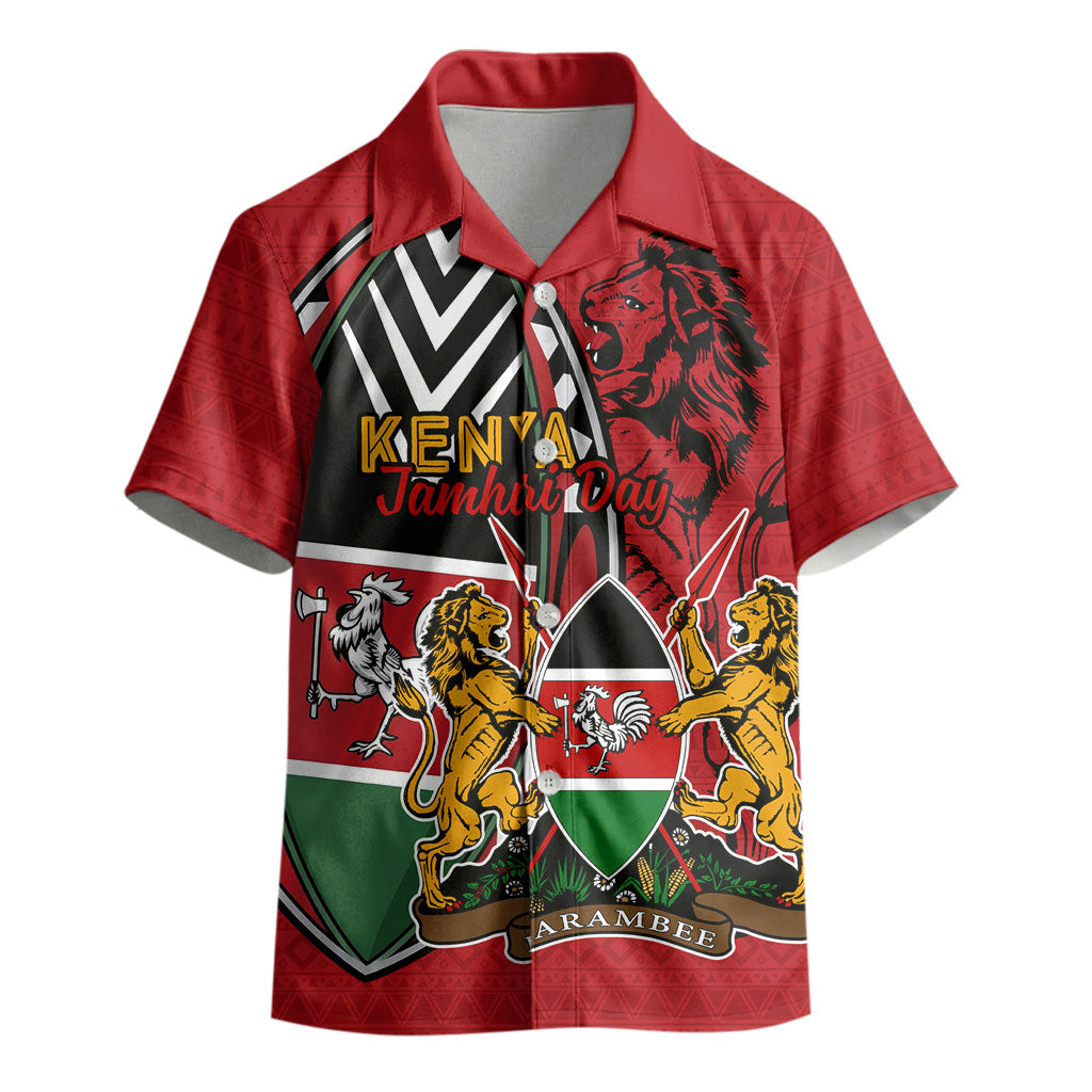 Kenya Jamhuri Day Kid Hawaiian Shirt Harambee Spirit Lion Flag Tribal
