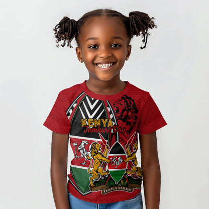 Kenya Jamhuri Day Kid T shirt Harambee Spirit Lion Flag Tribal