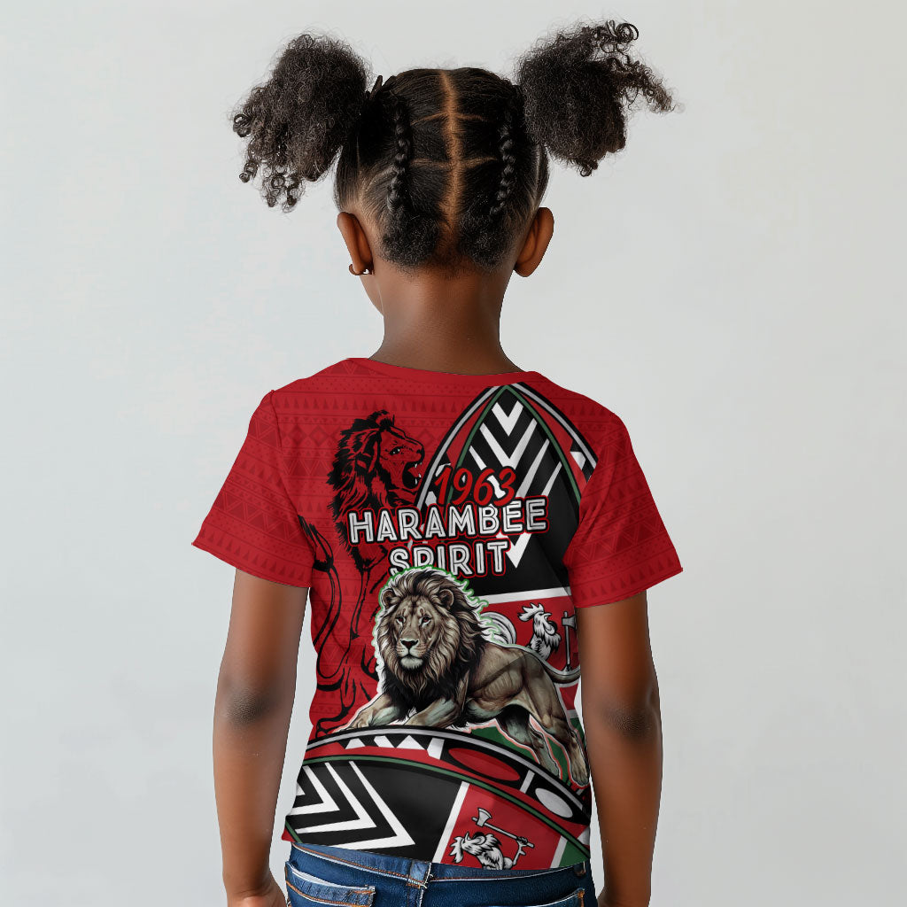 Kenya Jamhuri Day Kid T shirt Harambee Spirit Lion Flag Tribal