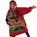Kenya Jamhuri Day Kid Wearable Blanket Hoodie Harambee Spirit Lion Flag Tribal