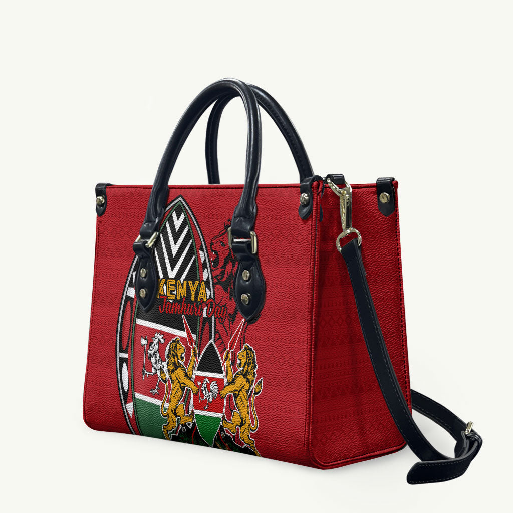 Kenya Jamhuri Day Leather Bag Harambee Spirit Lion Flag Tribal