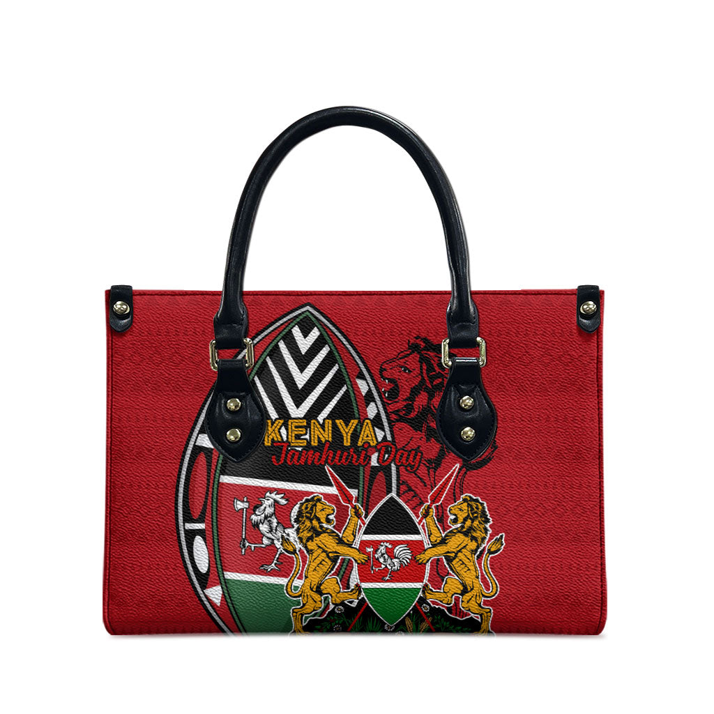 Kenya Jamhuri Day Leather Bag Harambee Spirit Lion Flag Tribal