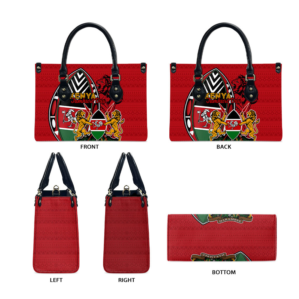 Kenya Jamhuri Day Leather Bag Harambee Spirit Lion Flag Tribal