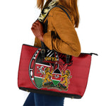 Kenya Jamhuri Day Leather Tote Bag Harambee Spirit Lion Flag Tribal