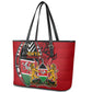 Kenya Jamhuri Day Leather Tote Bag Harambee Spirit Lion Flag Tribal