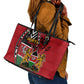Kenya Jamhuri Day Leather Tote Bag Harambee Spirit Lion Flag Tribal