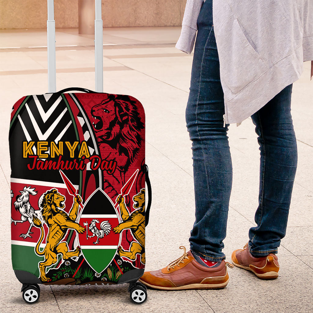 Kenya Jamhuri Day Luggage Cover Harambee Spirit Lion Flag Tribal