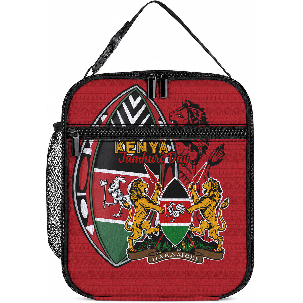 Kenya Jamhuri Day Lunch Bag Harambee Spirit Lion Flag Tribal