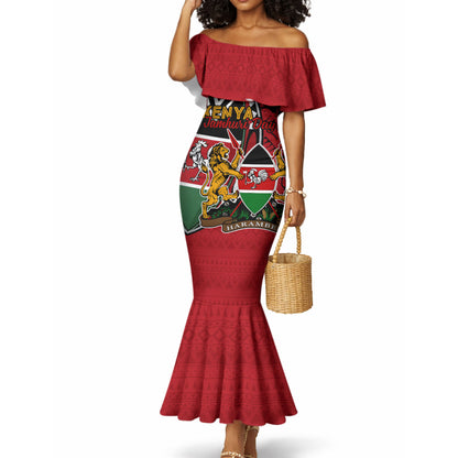 Kenya Jamhuri Day Mermaid Dress Harambee Spirit Lion Flag Tribal