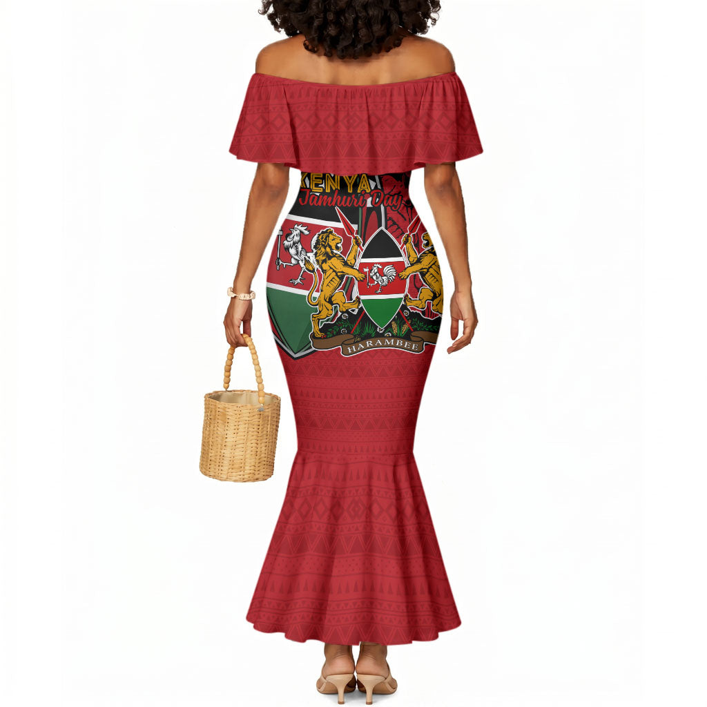 Kenya Jamhuri Day Mermaid Dress Harambee Spirit Lion Flag Tribal