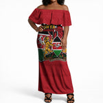 Kenya Jamhuri Day Off Shoulder Maxi Dress Harambee Spirit Lion Flag Tribal