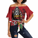 Kenya Jamhuri Day Off Shoulder Wrap Waist Top Harambee Spirit Lion Flag Tribal