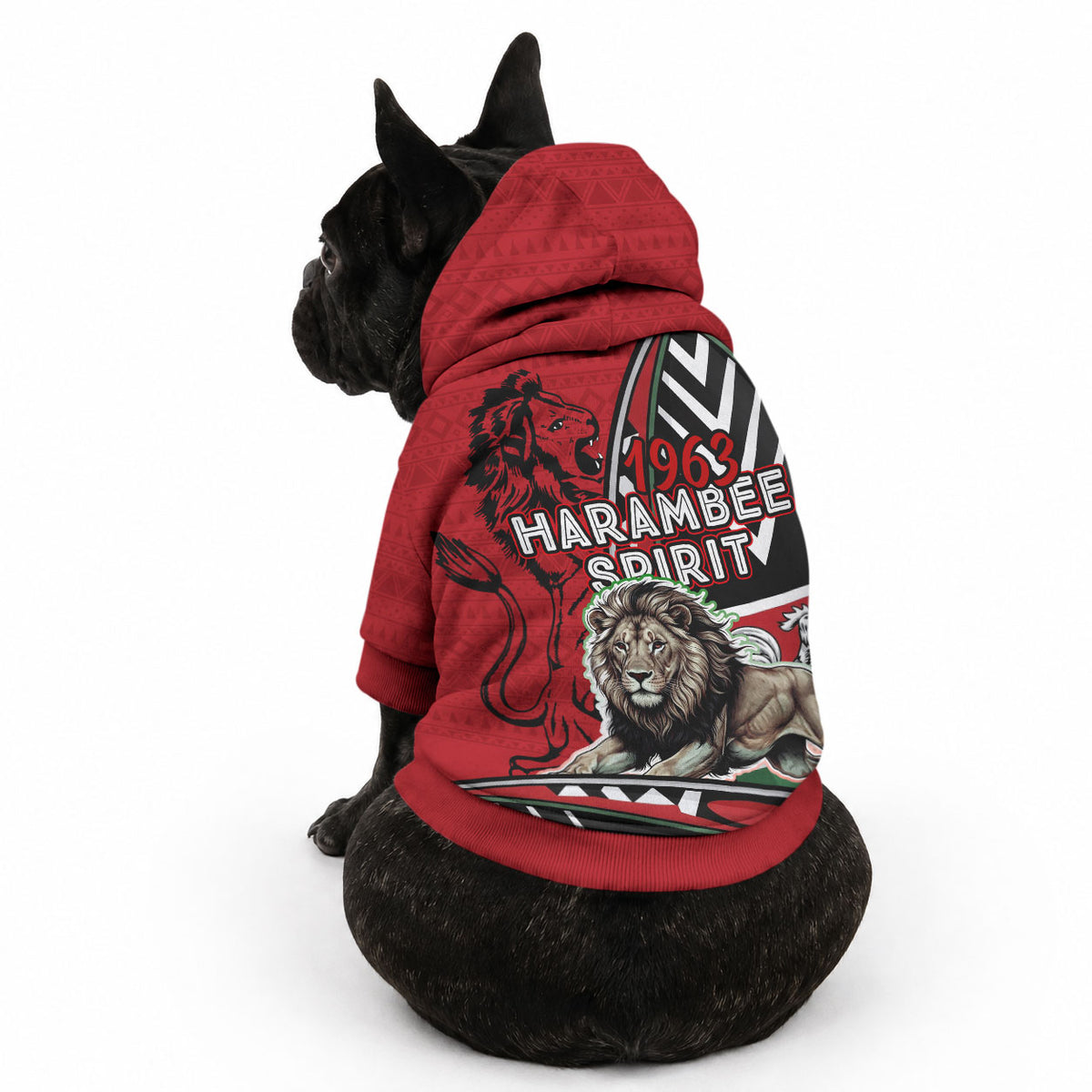 Kenya Jamhuri Day Pet Hoodie Harambee Spirit Lion Flag Tribal