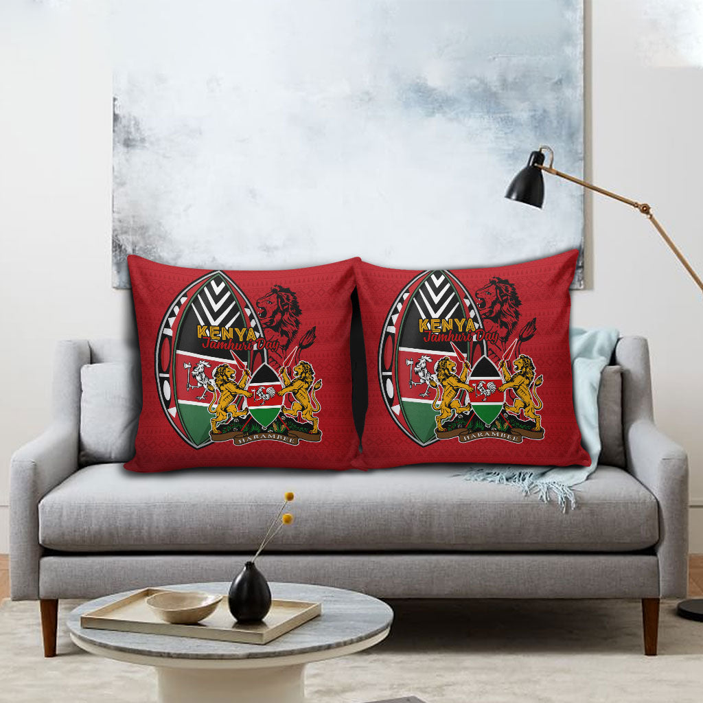 Kenya Jamhuri Day Pillow Cover Harambee Spirit Lion Flag Tribal