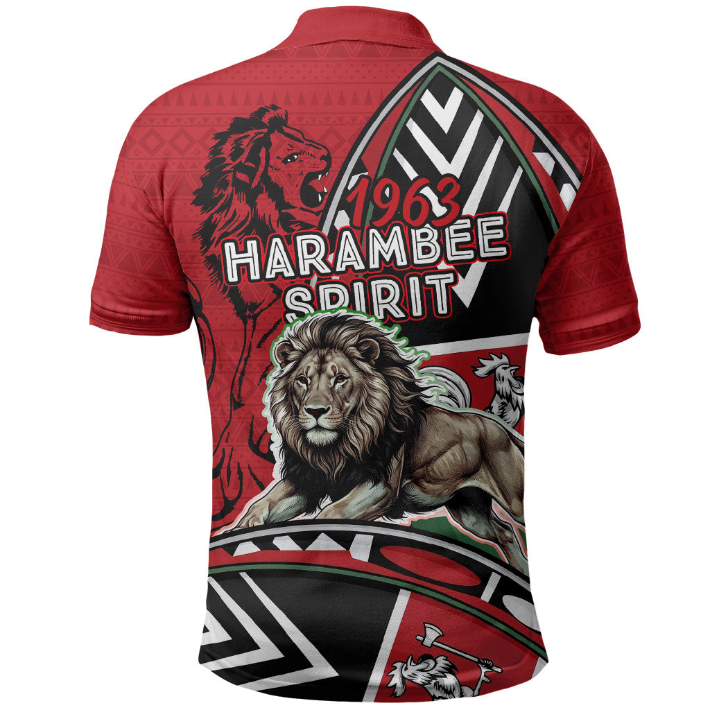 Kenya Jamhuri Day Polo Shirt Harambee Spirit Lion Flag Tribal