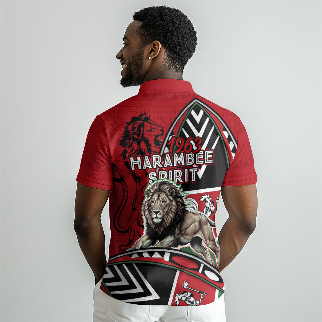 Kenya Jamhuri Day Polo Shirt Harambee Spirit Lion Flag Tribal