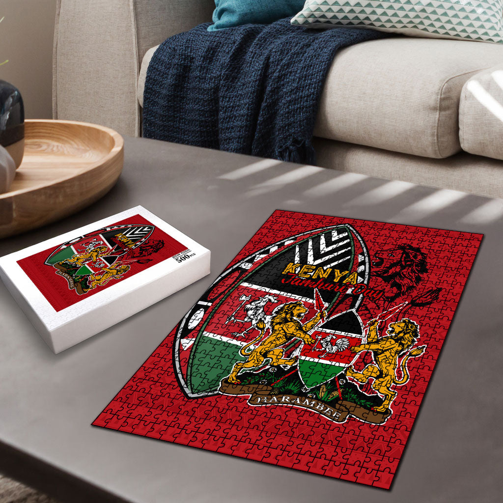 Kenya Jamhuri Day Puzzle Harambee Spirit Lion Flag Tribal