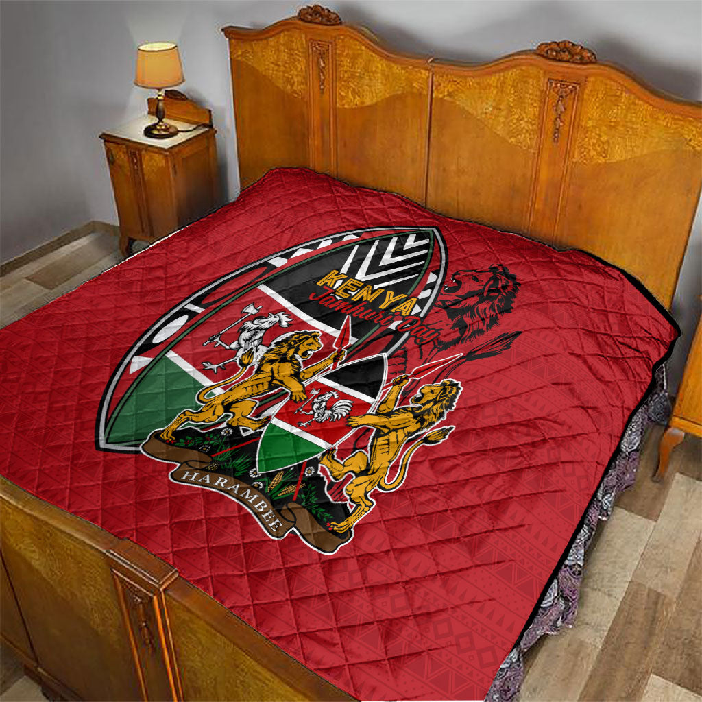 Kenya Jamhuri Day Quilt Harambee Spirit Lion Flag Tribal