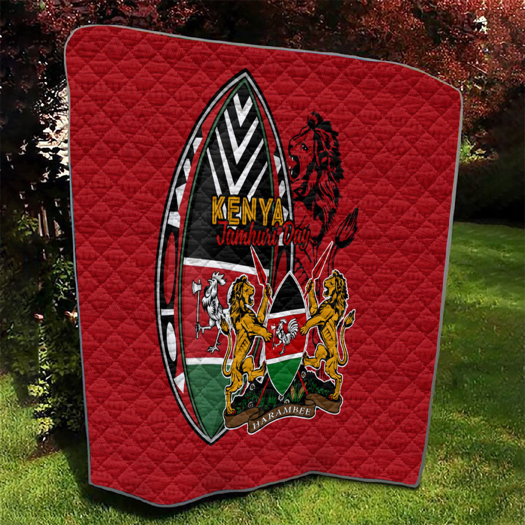 Kenya Jamhuri Day Quilt Harambee Spirit Lion Flag Tribal