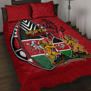 Kenya Jamhuri Day Quilt Bed Set Harambee Spirit Lion Flag Tribal