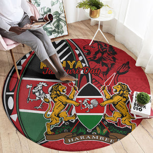 Kenya Jamhuri Day Round Carpet Harambee Spirit Lion Flag Tribal