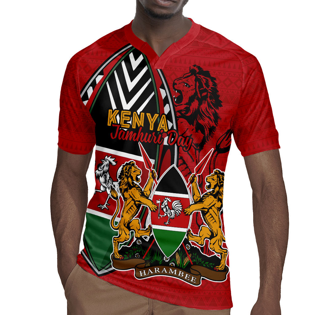 Kenya Jamhuri Day Rugby Jersey Harambee Spirit Lion Flag Tribal