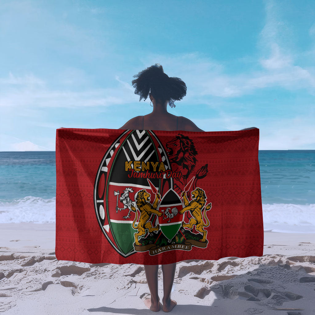 Kenya Jamhuri Day Sarong Harambee Spirit Lion Flag Tribal