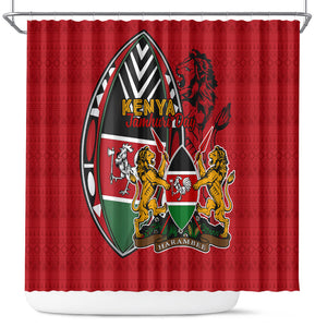 Kenya Jamhuri Day Shower Curtain Harambee Spirit Lion Flag Tribal