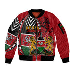 Kenya Jamhuri Day Sleeve Zip Bomber Jacket Harambee Spirit Lion Flag Tribal