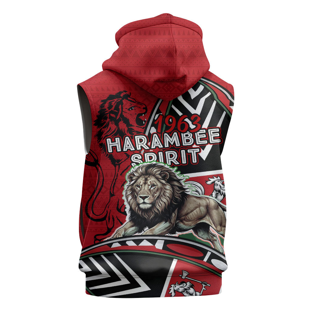 Kenya Jamhuri Day Sleeveless Hoodie Harambee Spirit Lion Flag Tribal