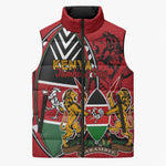 Kenya Jamhuri Day Sleeveless Puffer Jacket Harambee Spirit Lion Flag Tribal