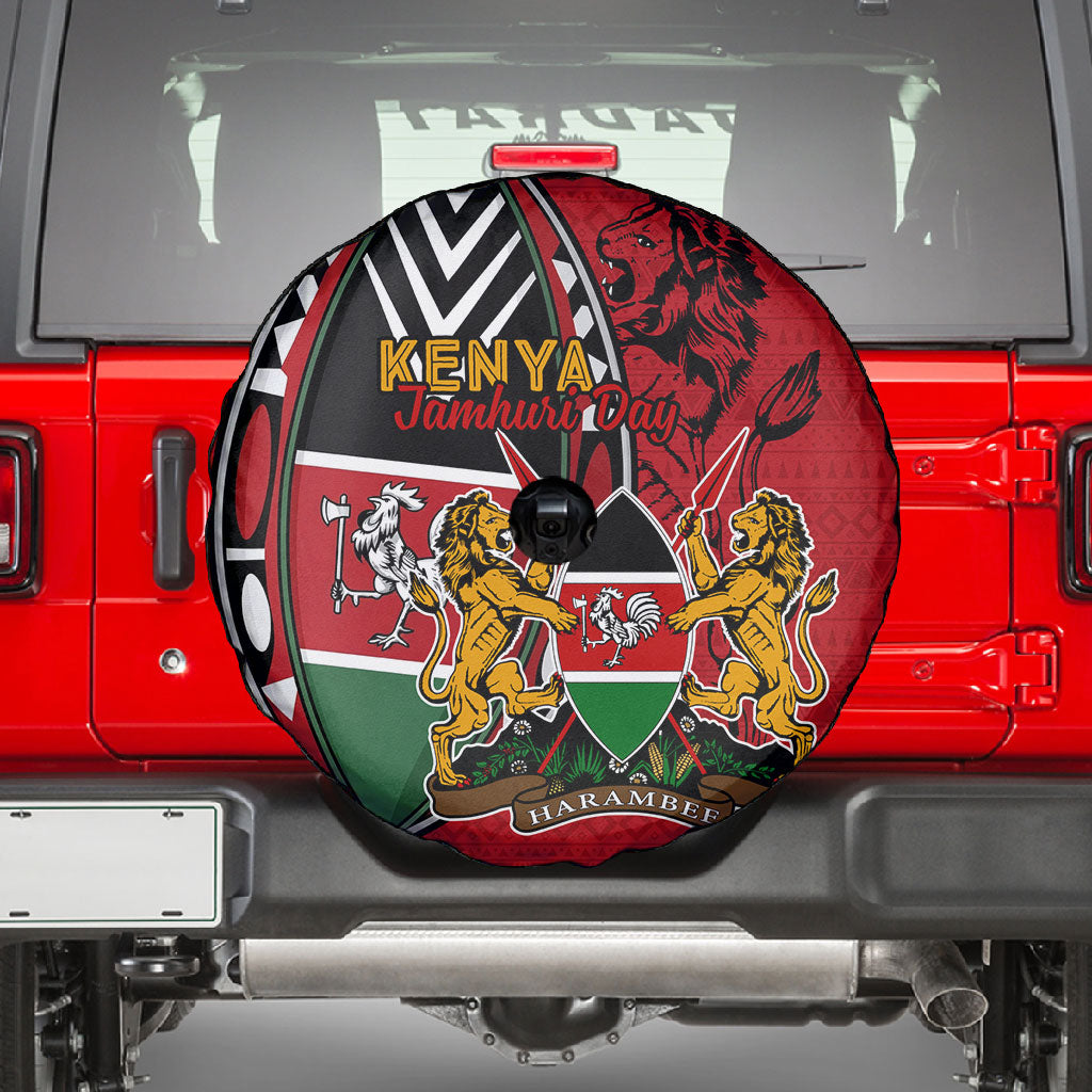 Kenya Jamhuri Day Spare Tire Cover Harambee Spirit Lion Flag Tribal