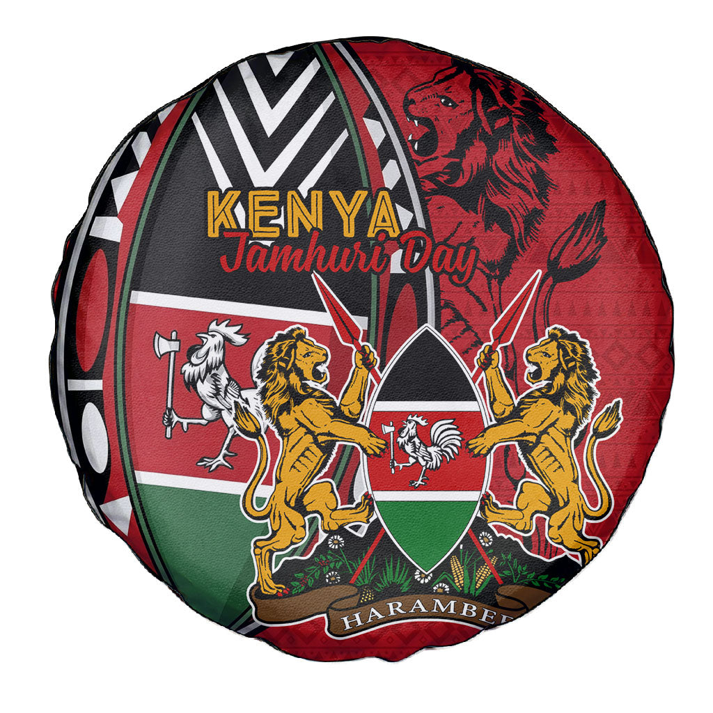 Kenya Jamhuri Day Spare Tire Cover Harambee Spirit Lion Flag Tribal