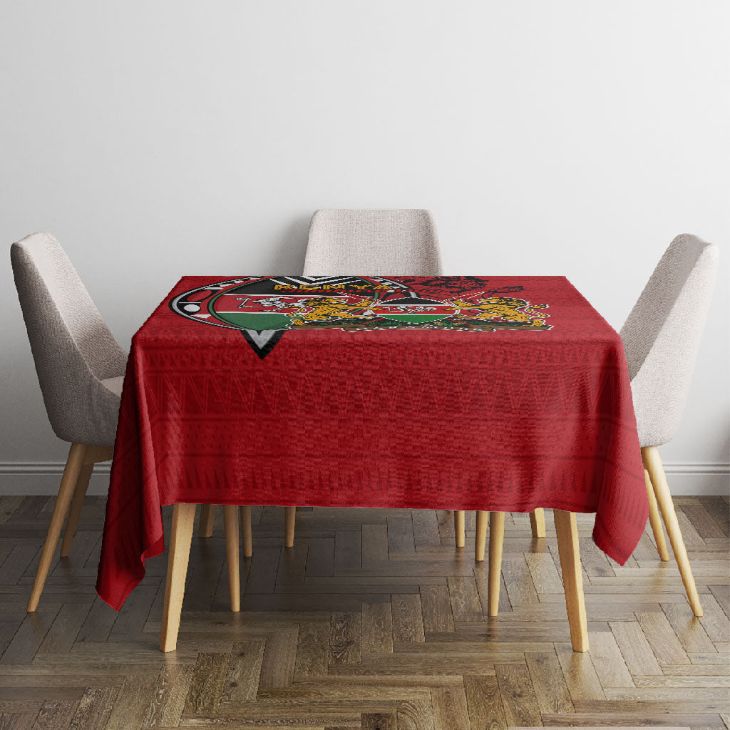 Kenya Jamhuri Day Tablecloth Harambee Spirit Lion Flag Tribal