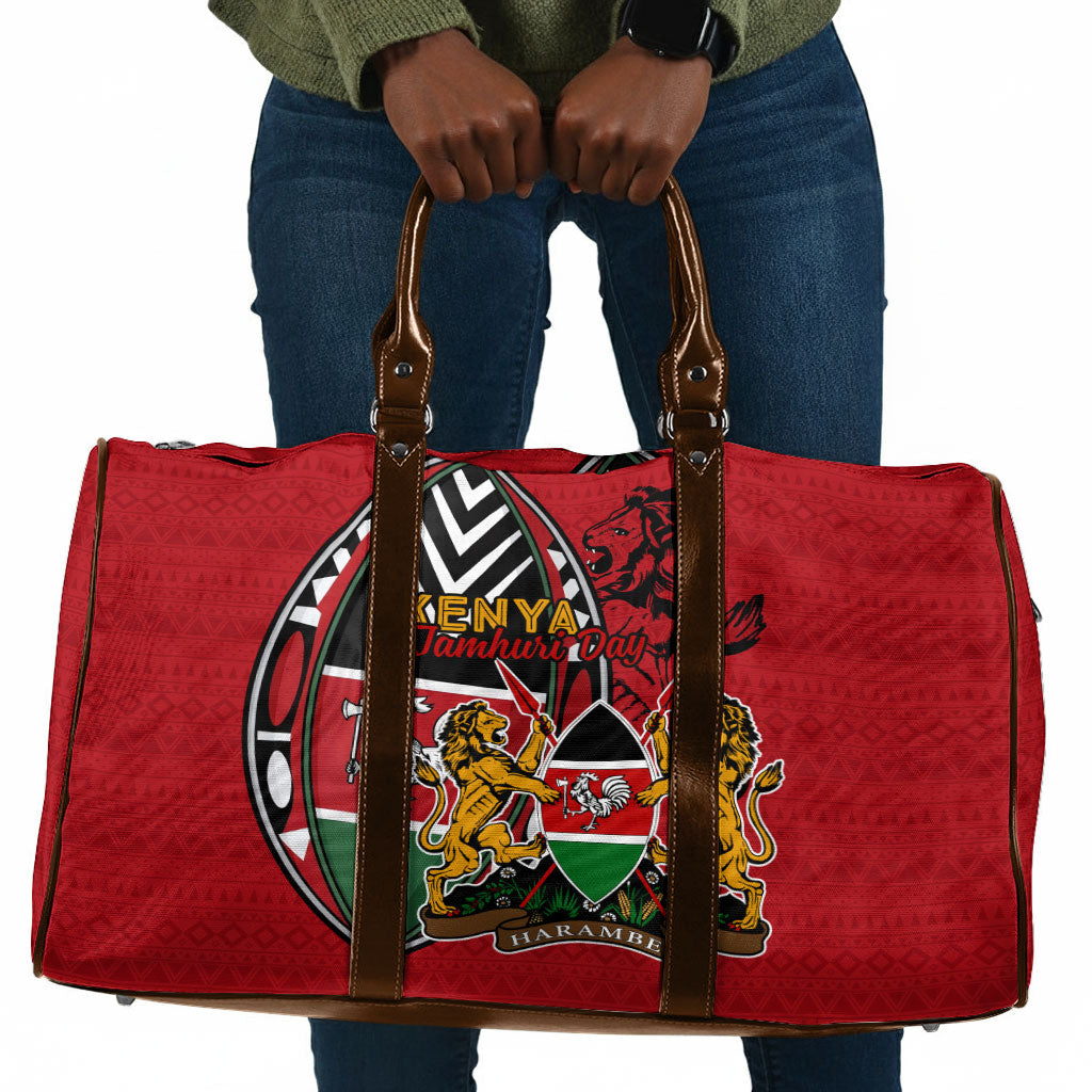 Kenya Jamhuri Day Travel Bag Harambee Spirit Lion Flag Tribal